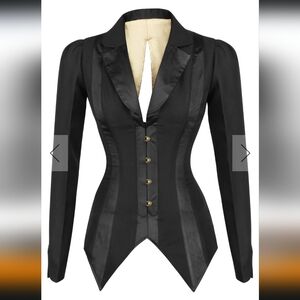 Tuxedo Corset with Gold Buttons